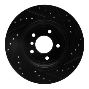 BMW 525I Brake Rotor (1) - Rear Left - R1 Concepts - Drilled & Slotted - Black - `04-`10